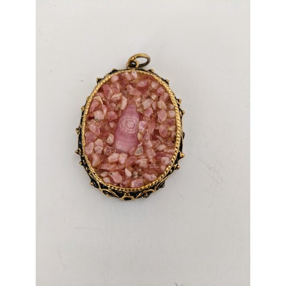 Rose Quartz Pendant Crushed Rose Quartz Pendant Pink Stone Pendant - Picture 8 of 10